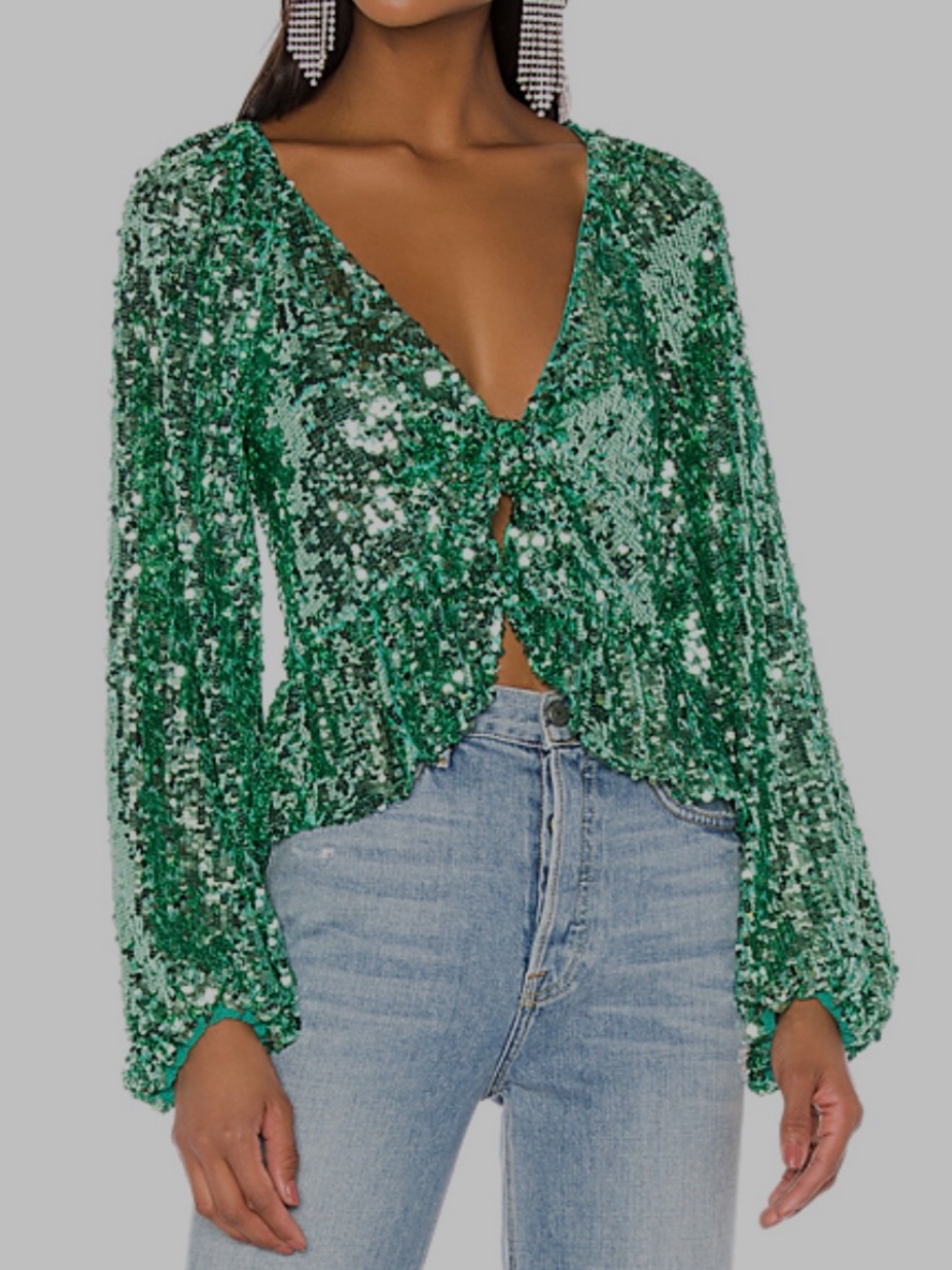 For Love & Lemons Sequin Open-Front Women's Top - Size XS